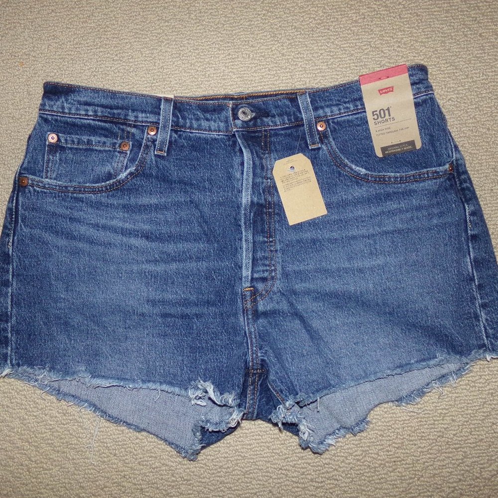 LEVIS 501 HIGH RISE BUTTON FLY DENIM SHORTS SZ 33